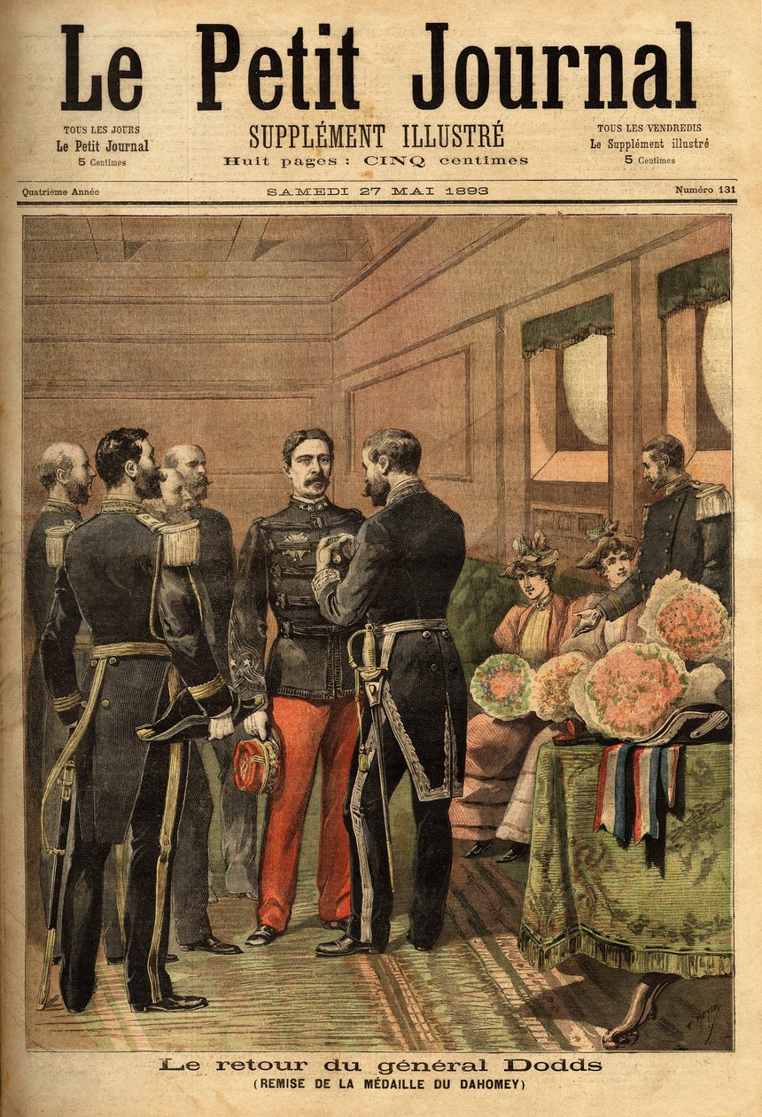 General Alfred Dodds (1842-1922), efter att ha utmärkt sig under uppdrag till Indokina och pacifierat Senegal, ledde han Dahomey-kampanjen och mottog Dahomey-medaljen, överlämnad av generalkommissarien för marinen Hanes. Selvas samling av Unknown artist