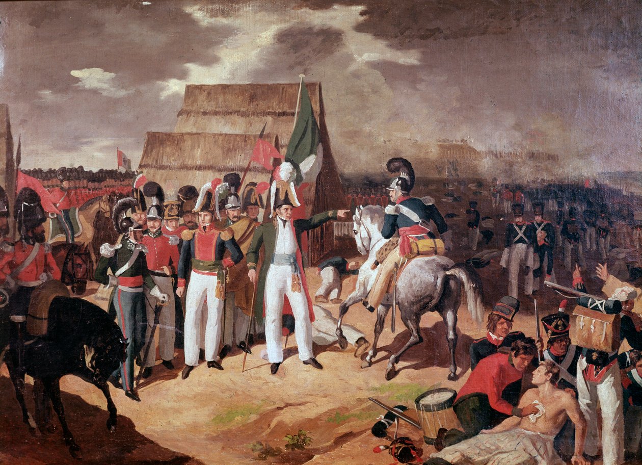 General Antonio Lopez de Santa Anna (1794-1876) mexikansk militär och politiker under striden mot spanjorerna i Tampico av Unknown artist