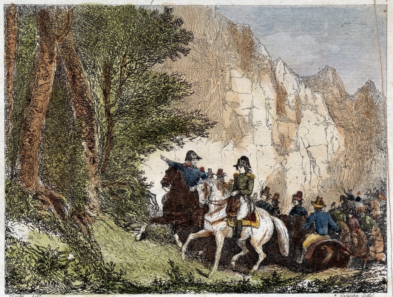 General Bonaparte (Napoleon I) och Pascal (Pasquale) Paoli (1725 - 1807), korsikansk patriot. Gravyr 1800-talet av Unknown artist