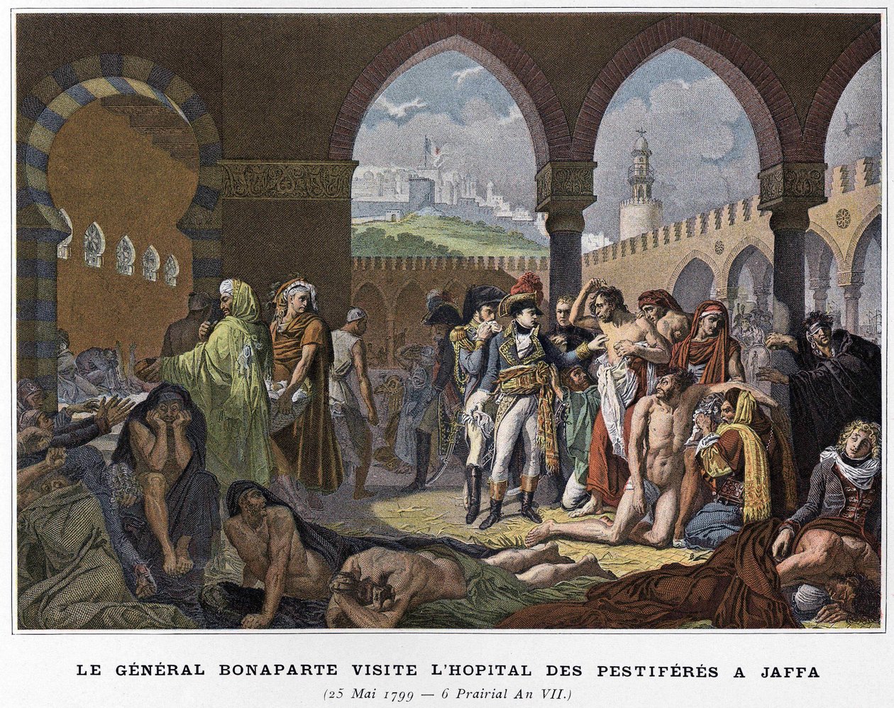 General Bonaparte besökte Pestiferous Hospital i Jaffa den 25 maj av Unknown artist
