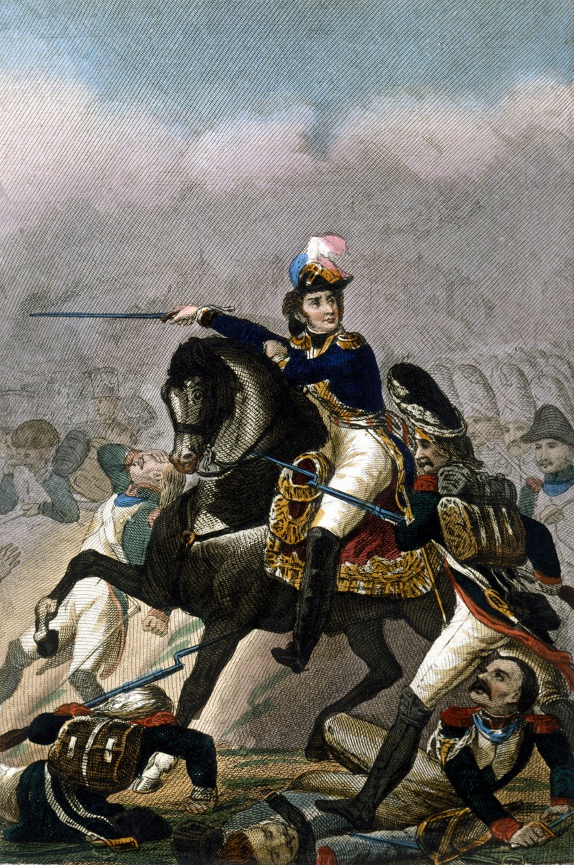 General Jean Lannes, hertig av Montebello (1769-1809) vid slaget vid Essling (21 - 22 maj 1809) Gravyr från 1800-talet. . Milano av Unknown artist