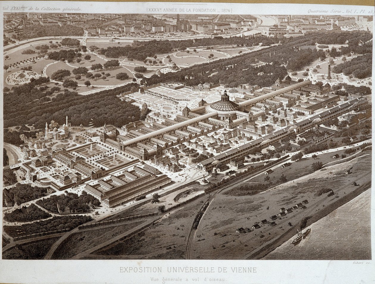 Översikt över världsutställningen 1873 i Wien. av Unknown artist