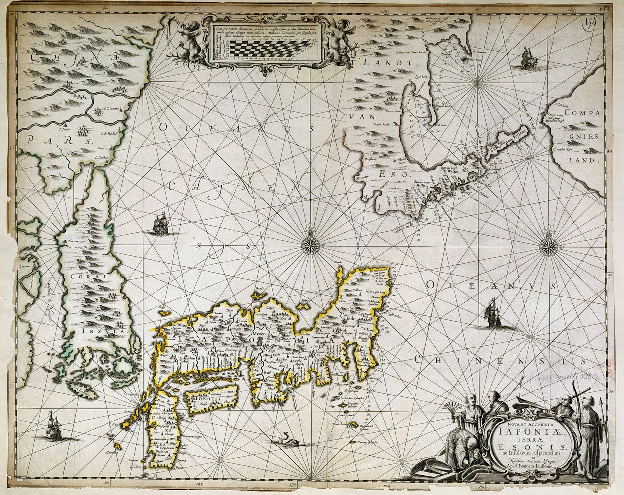 Geografisk karta över Japan, Korea och Sydkina av Unknown artist