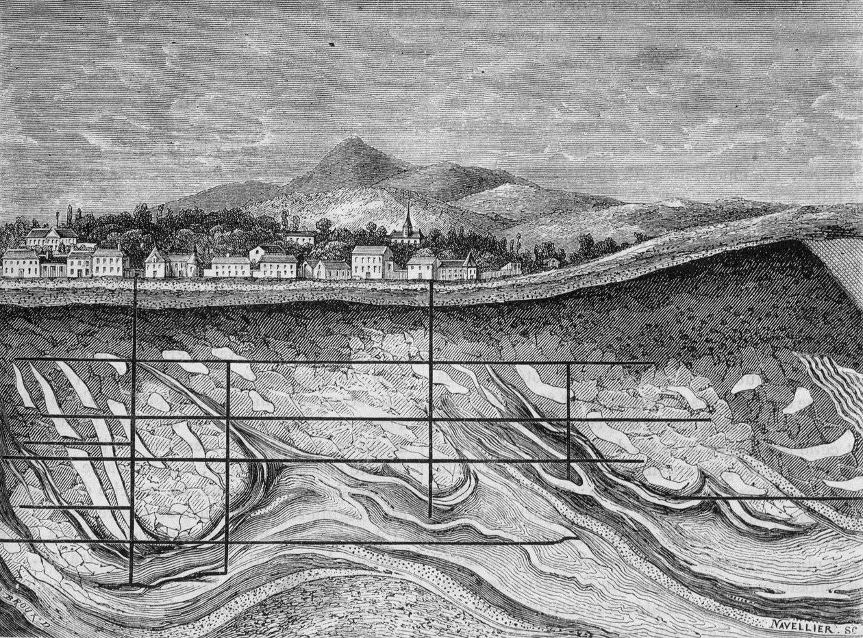 Geologisk del av fälten i Wieliska (eller Wieliczka), Polen. av Unknown artist