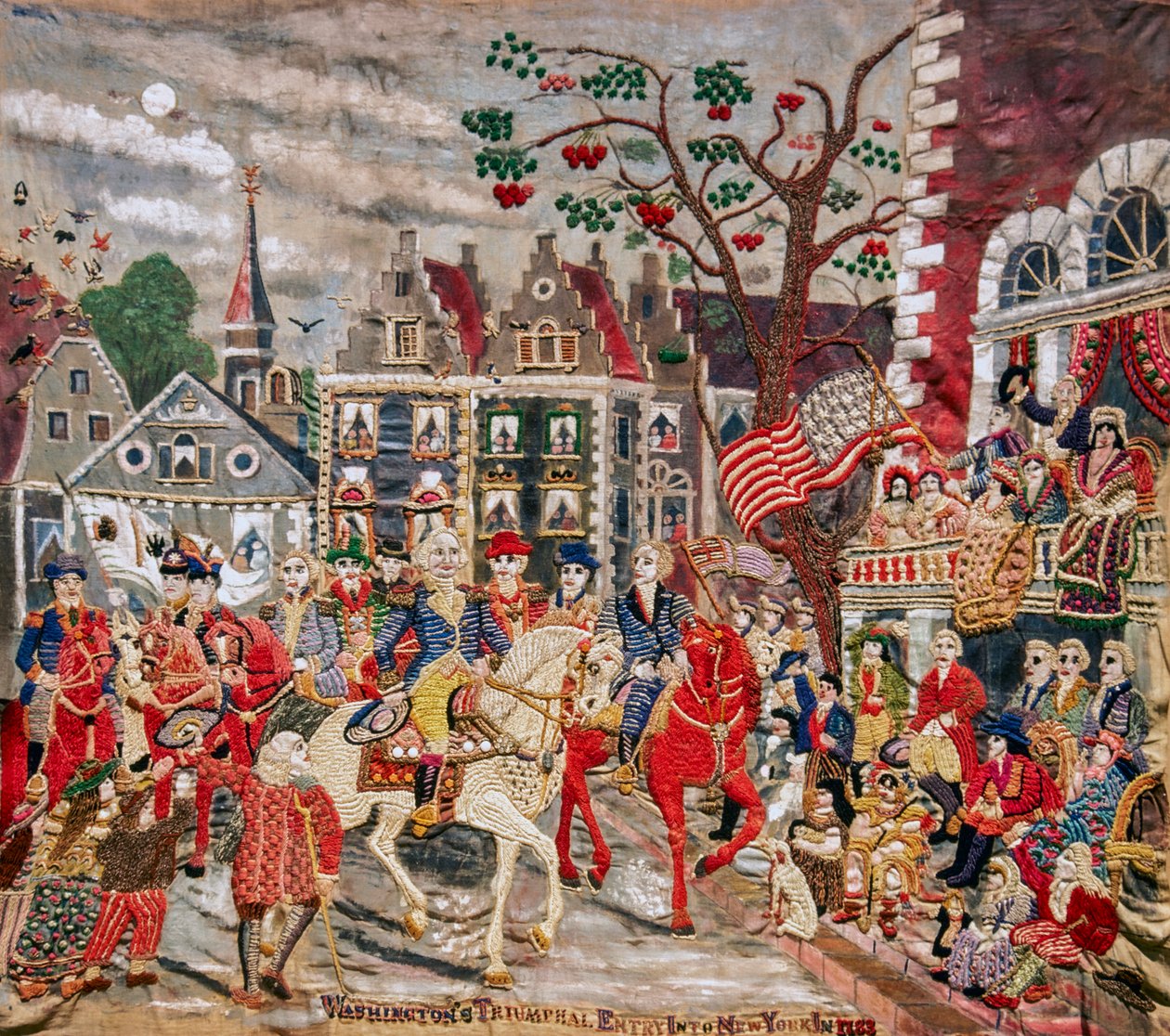 George Washington anländer triumferande till Federal Hall i New York City av Unknown artist