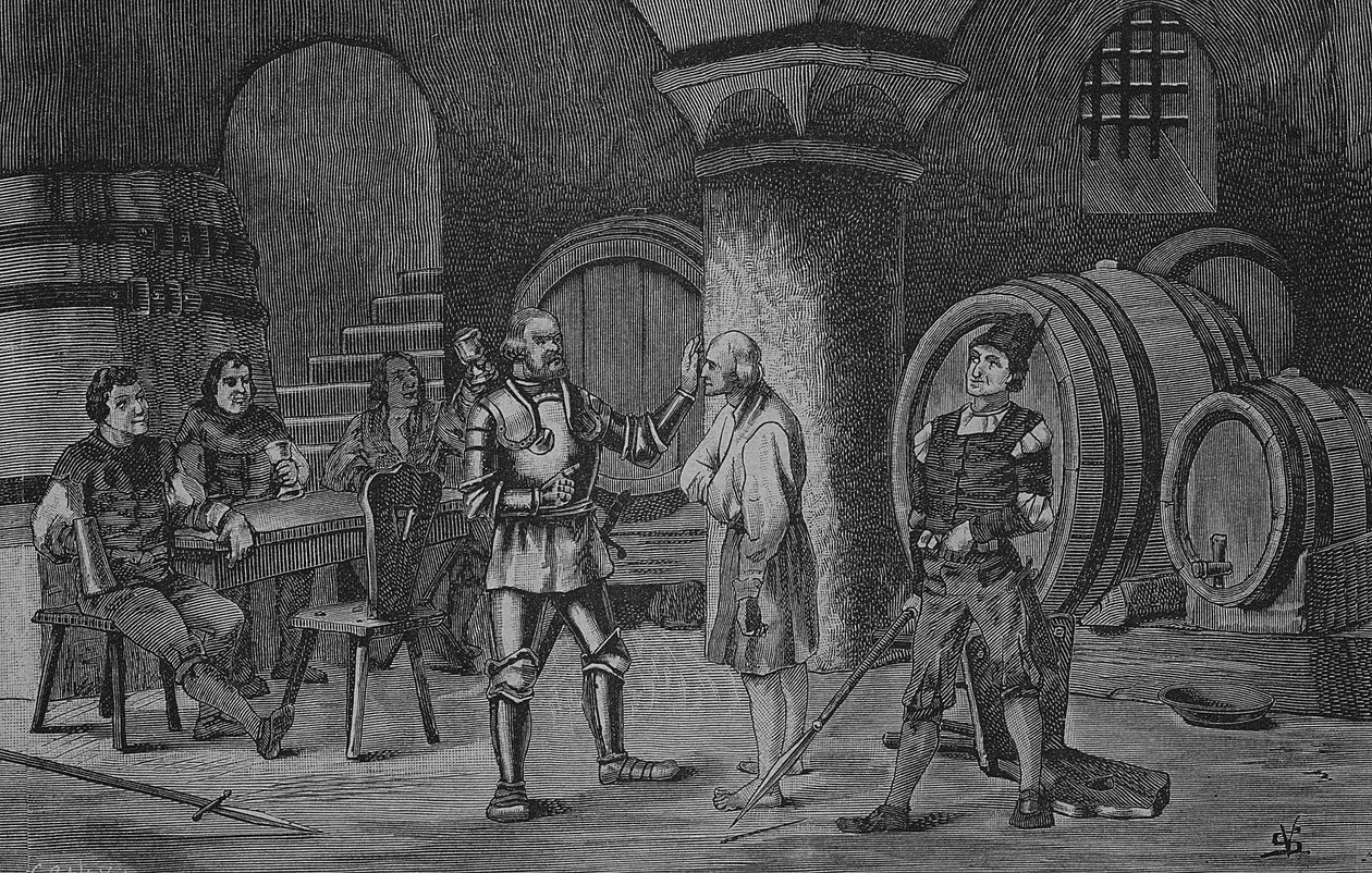 Tyska bondekriget (1524-1526): Goetz von Berlichingen i klostret till Amorbach av Unknown artist