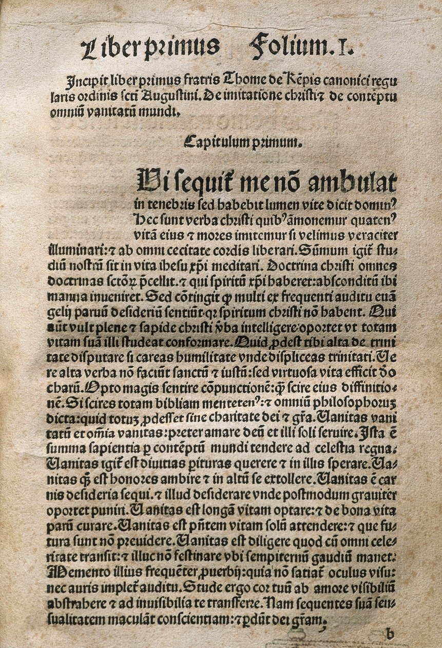 Tyskt prästerskap och mystisk poet. I "" Of Imitatione Christi "" av Thomas Hemerken THOMAS A KEMPIS (1380-1471), Leyden av Unknown artist