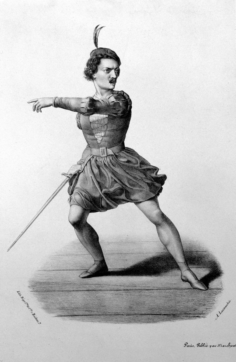 Gilbert-Louis Duprez (Gilbert Louis) i rollen som Arnoldo i operan "Guillaume Tell" (William Tell) av Gioacchino Rossini av Unknown artist