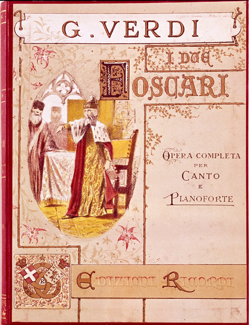 Giuseppe Verdi: Omslag till noten för piano av operan "I Due Foscari". Ricordi Edition. av Unknown artist