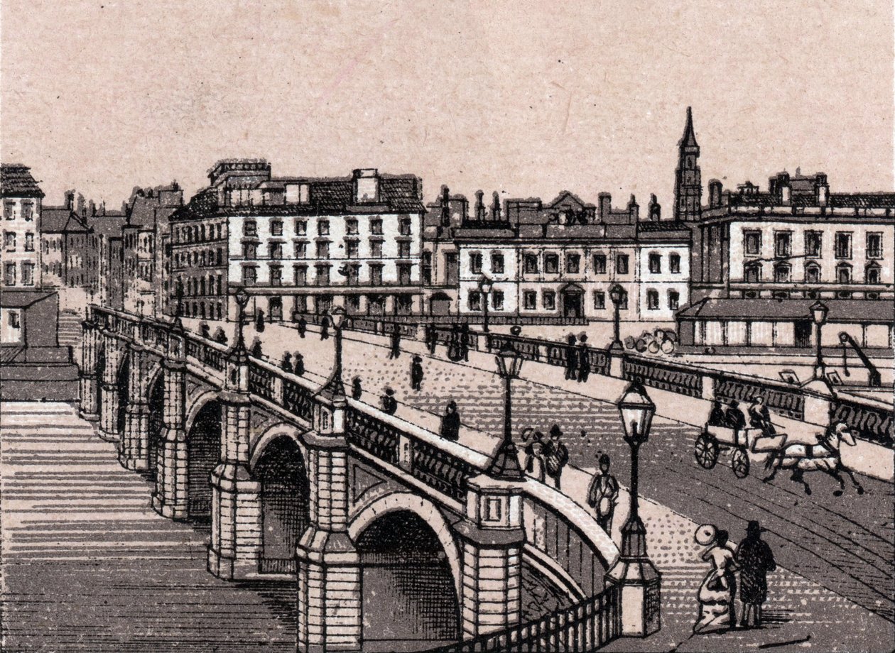 Glasgow, Skottland: utsikt över Broomielaw-bron. i "" Världen illustrerar 168 vyer"" Odaterat (slutet av 1800-talet) av Unknown artist