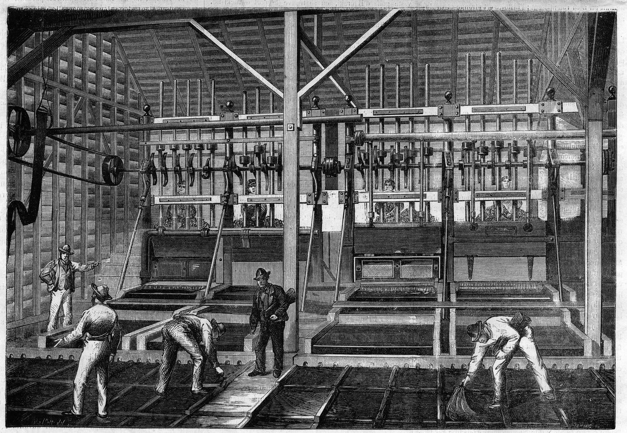 Guldbrytning: malningsverkstad för guldkvarts i guldgruvorna i Nya Zeeland (Nya Zeeland) av Unknown artist