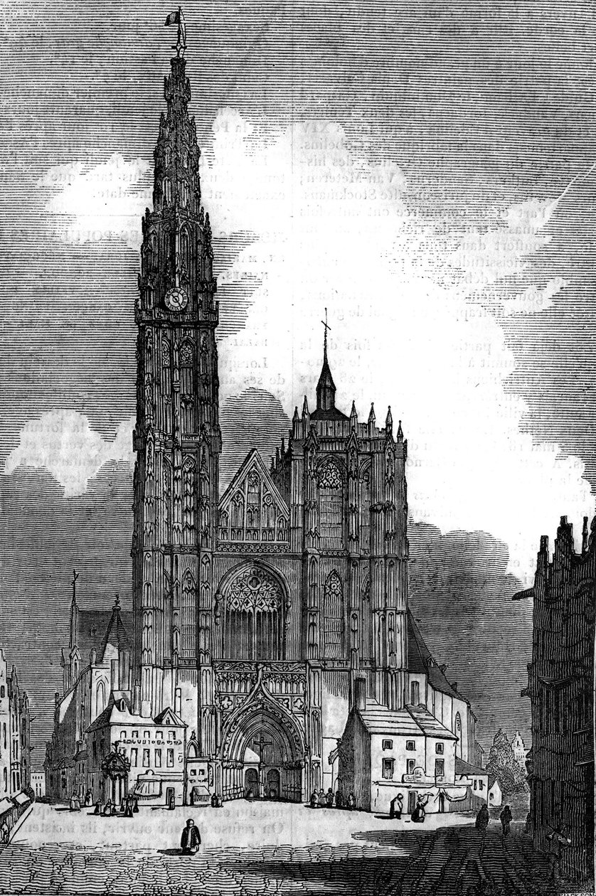 Gotisk arkitektur: utsikt över katedralen Notre Dame (Notre Dame) Antwerpen (gotisk stil av Unknown artist