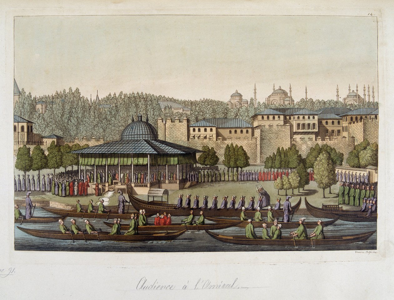 Ottomanernas regering: publik vid amiralen - i "" Den gamla och moderna kostymen"" av Ferrario, ed Milan av Unknown artist