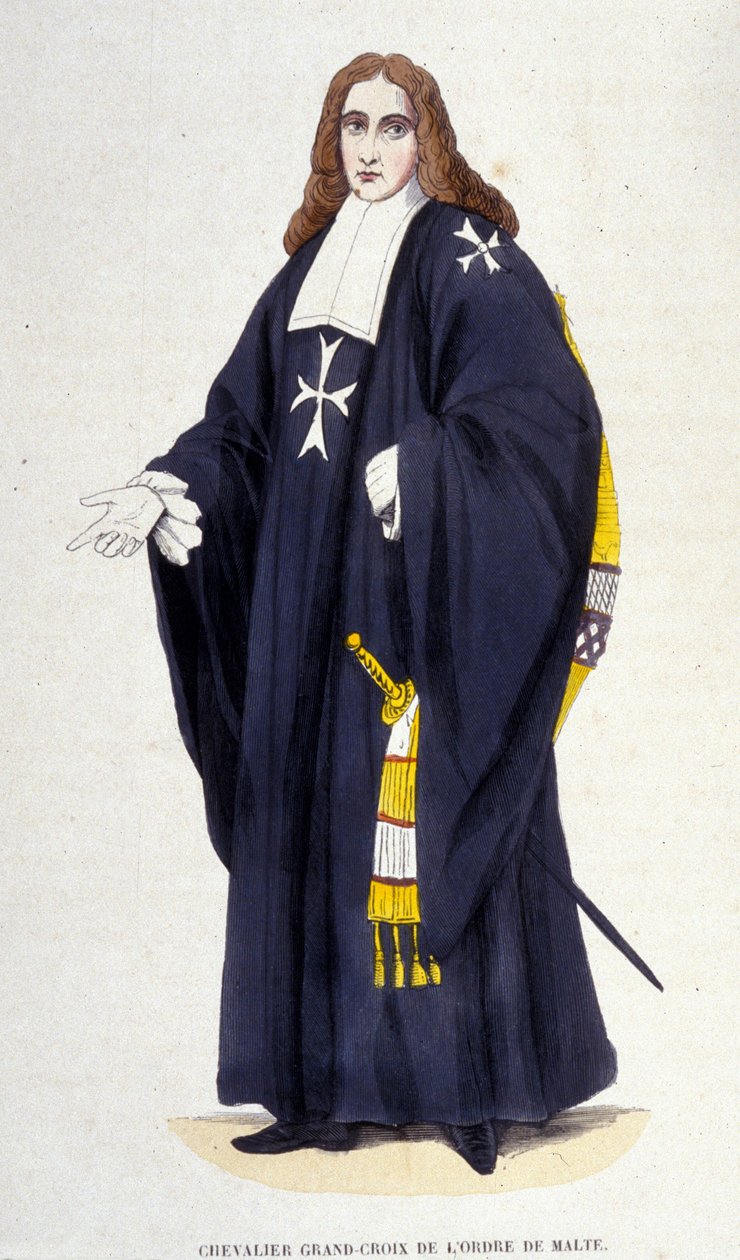 Stor riddare - kors av Maltas orden gravyr 1800-talet av Unknown artist