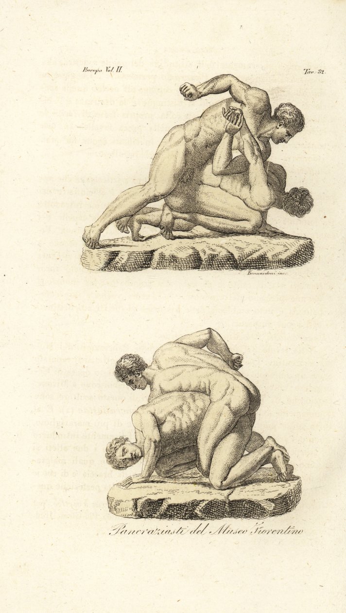 Grekiska idrottare som tävlar i kampsporten Pankration av Unknown artist