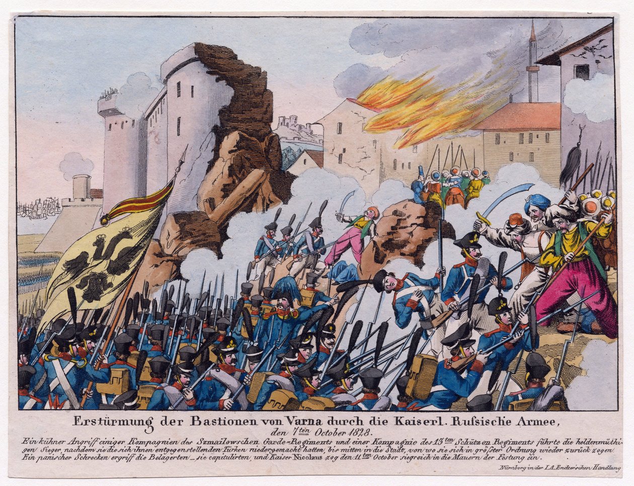 Guerre russo-turque de 1828-1829 - Den ryska arméns stormning av bastionerna i Varna i september 1828 par Anonymous av Unknown artist