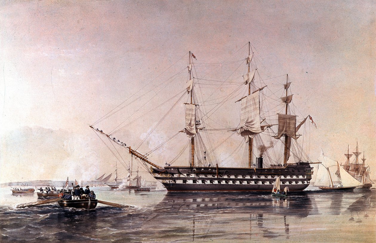 HMS Agamemnon 91 kanonera en Royal Navy - HMS Agamemnon andra linjens fartyg byggt för Royal Navy 1852 - av Unknown artist