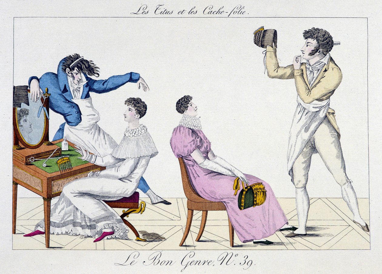 Frisör - i ”” Le Bon Genre””, deb. 1800-talet av Unknown artist