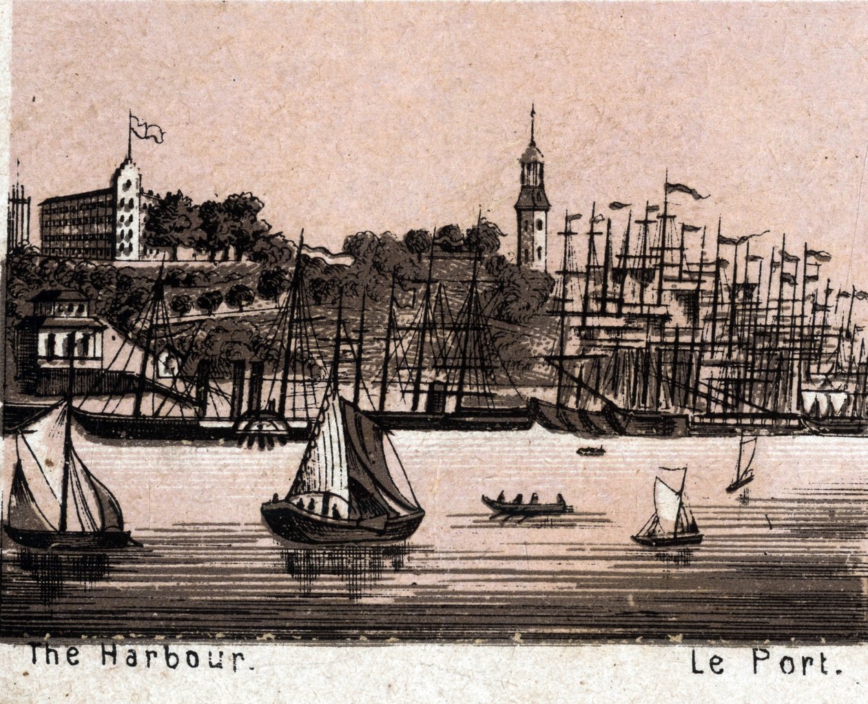 Hamburg (Hamburg), Tyskland: utsikt över hamnen (hamnen, hamnen). i "" Världen illustrerar 168 vyer"" Odaterat (slutet av 1800-talet) av Unknown artist