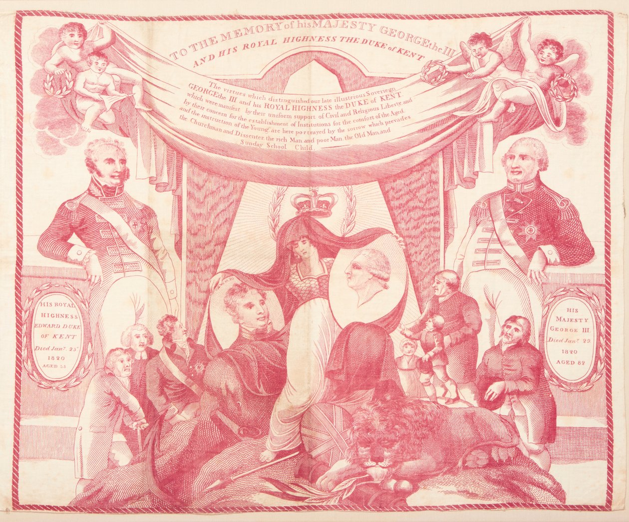 Näsduk till minne av George III och Edward, hertig av Kent av Unknown artist