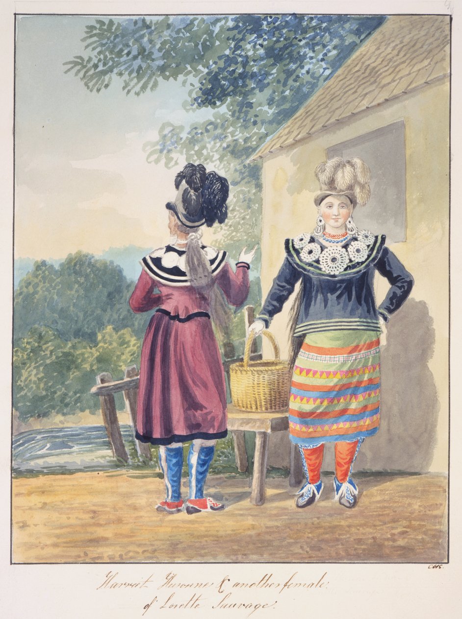 Harriet Huronne & en annan hona av Lorette Sauvage, ca 1843-50 (akvarell) av Unknown artist