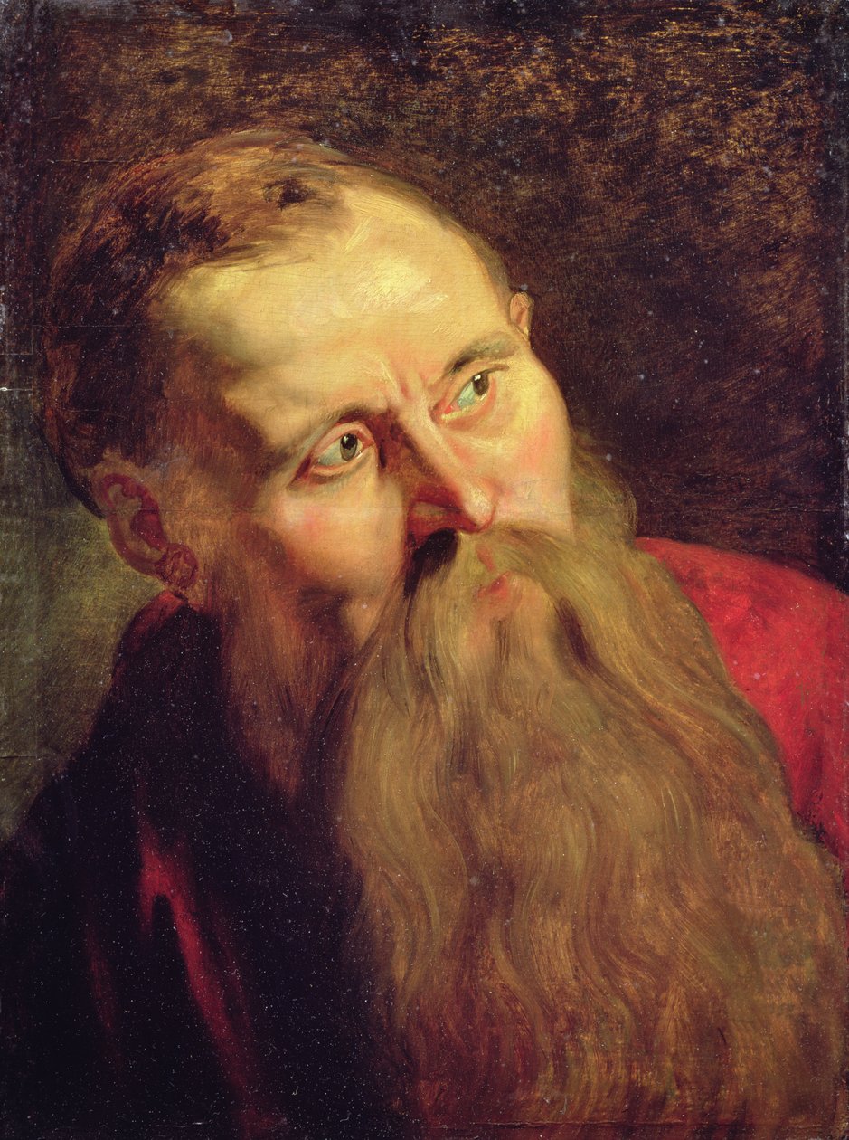 Helgonets huvud (olja på trä) av Unknown artist