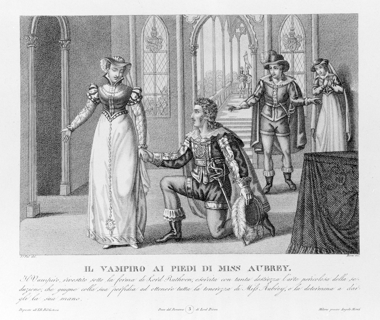 Himmelsk hämnd - enligt den nya "" The Vampire"" som först tillskrivs Lord Byron (1788-1824), engelsk poet. sedan till sin sekreterare Polidori. 1816. av Unknown artist