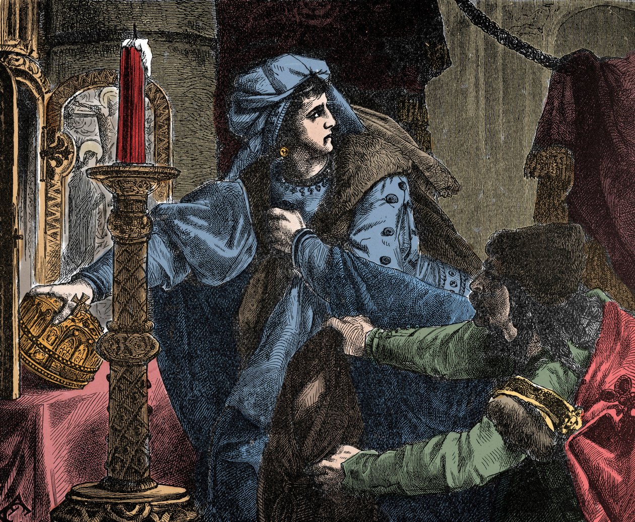 Helene Kottanner (Kottanerin, Kottannerin) (1439-1440) stjäl S:t Stefans kungliga krona (heliga ungerska kronan) 1440 (Stephen I av Ungern) ( av Unknown artist