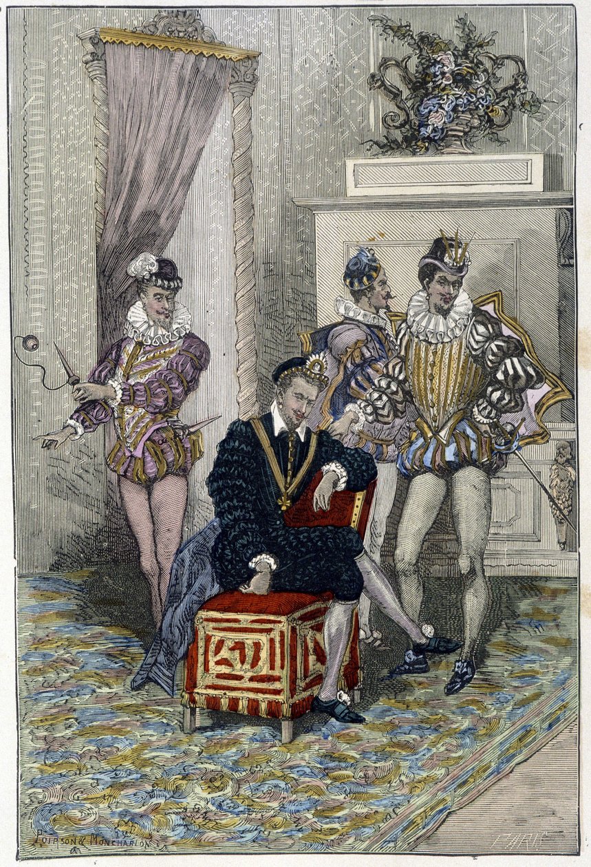 Henrik III (1551 - 1589) och hans sötnosar. av Unknown artist