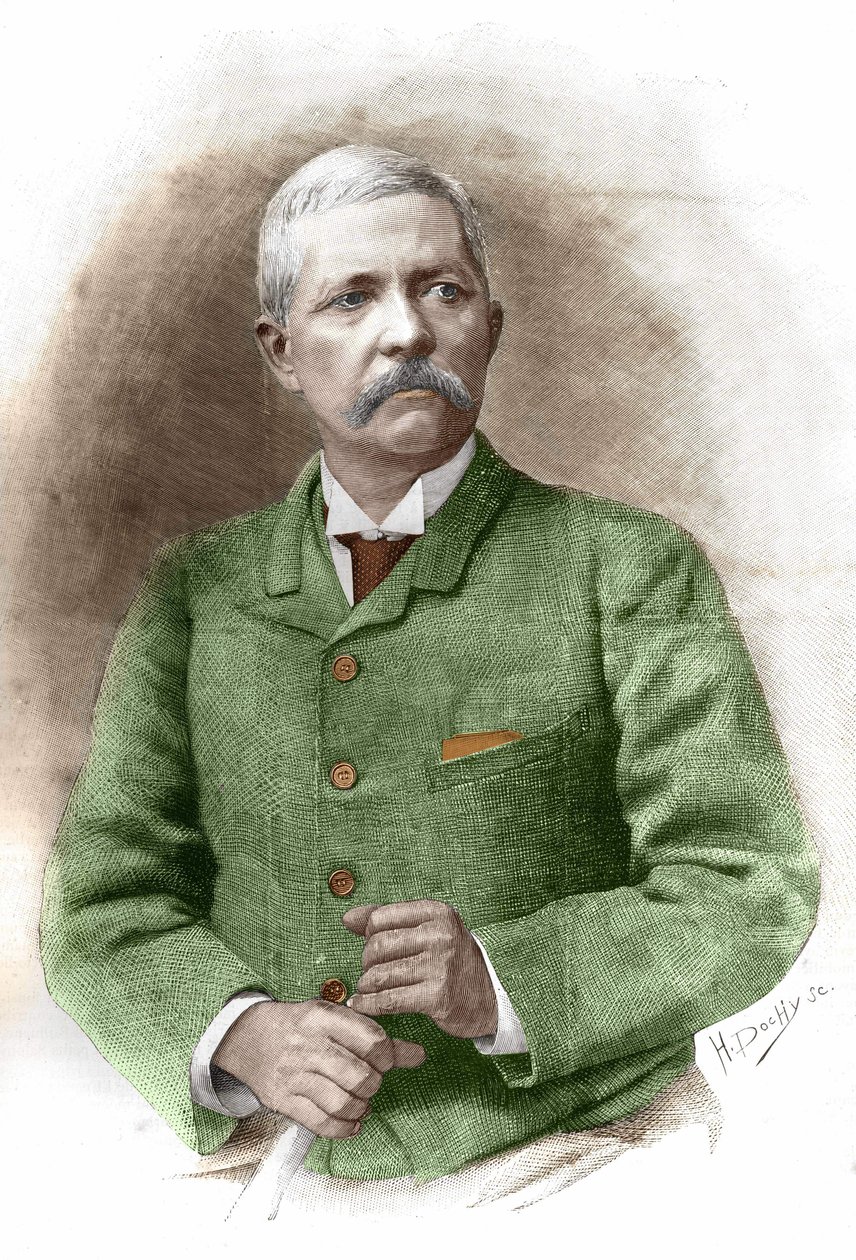 Henry Morton Stanley (1841 - 1904) i Kairo den 17/01/1890. Brittisk journalist och upptäcktsresande. Gravyr av 1800-talet. av Unknown artist