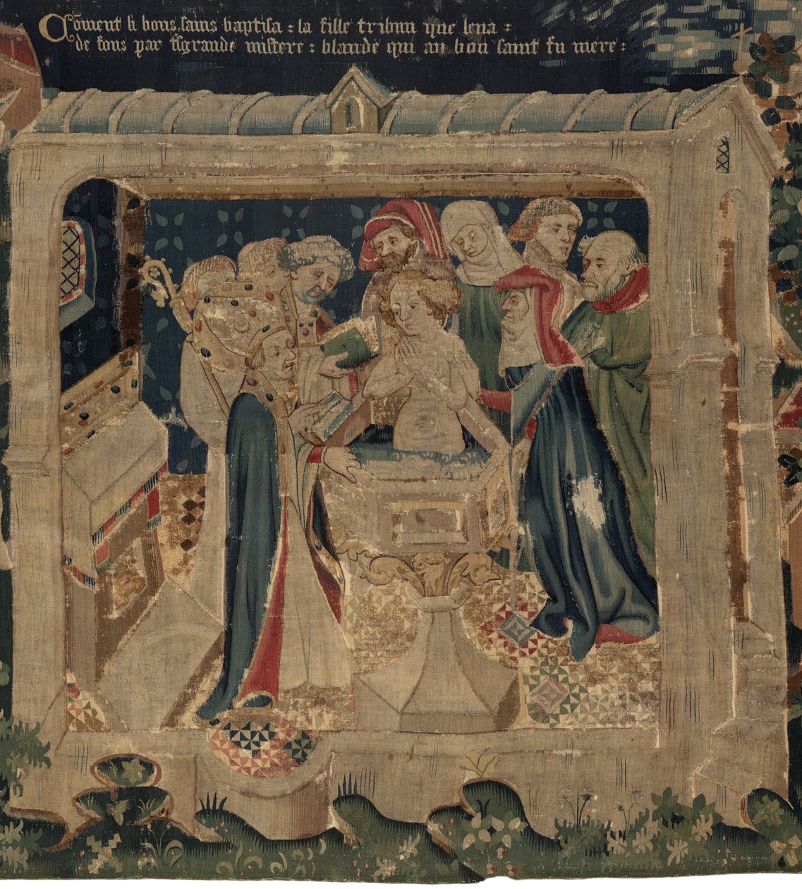 Historia om Saint Piat och Saint Eleuthère, Scen 13: Dopet av Blanda av Unknown artist