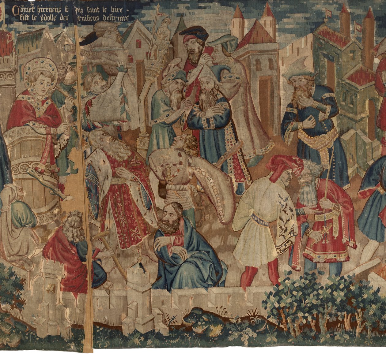 Historia om Saint Piat och Saint Eleuthère, scen 4: Hirineus förstör Tournai-folkets idol av Unknown artist