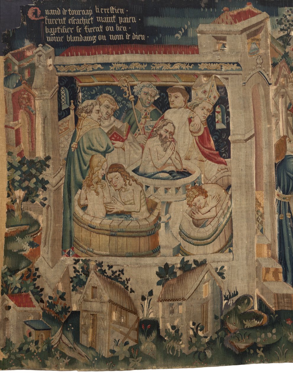 Historia om Saint Piat och Saint Eleuthère, Scen 7: Dop av de exilkristna av Unknown artist