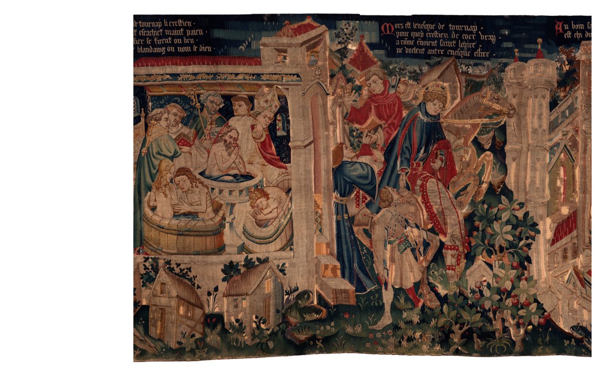 Historia om Saint Piat och Saint Eleuthère, scen 7 dop av de exilkristna av Unknown artist