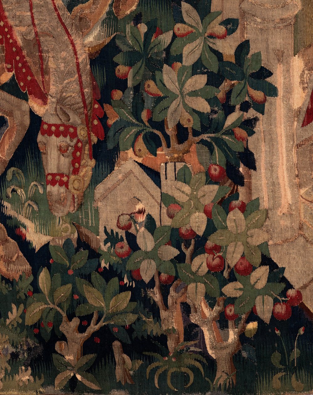 Historia om Saint Piat och Saint Eleuthère, scen 8 Detalj mitt till höger. Naturscen, buskar. av Unknown artist