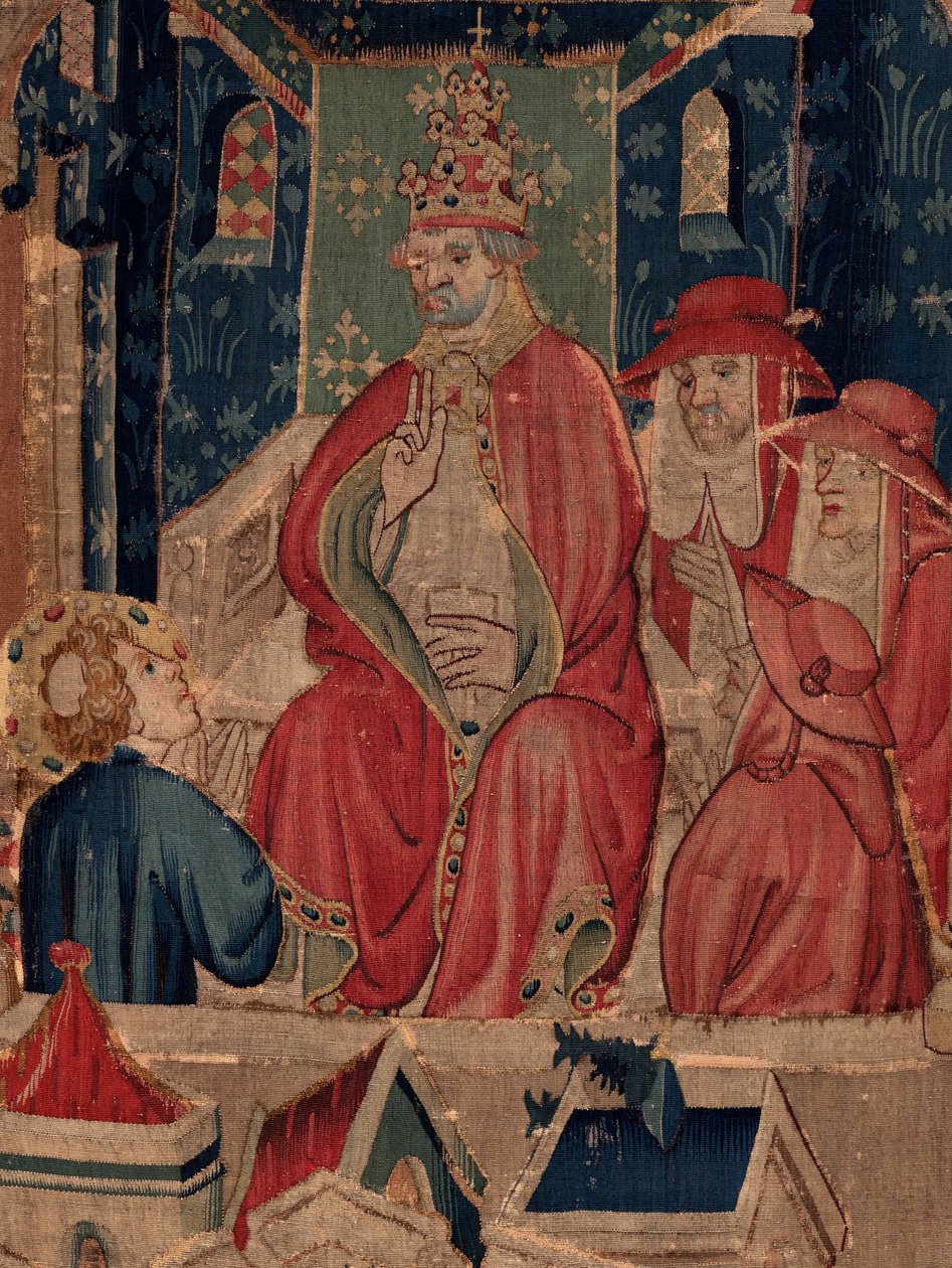 Historia om Saint Piat och Saint Eleuthère, scen 9 Saint-Éleuthère bekräftas som biskopen av Tournai (Au boin saint l