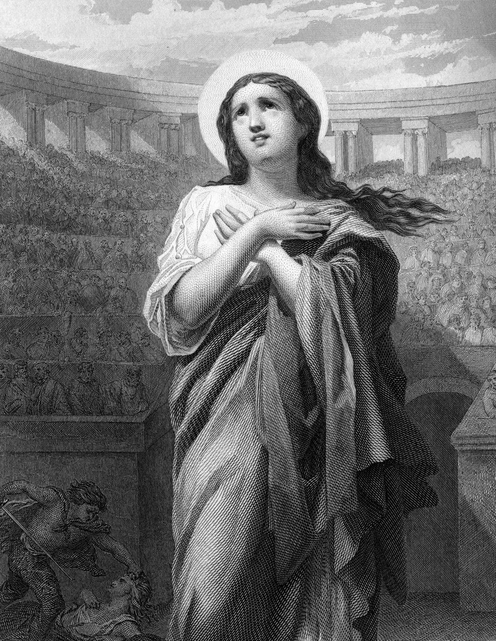 Helig lycka. Änka och romersk martyrskap. (II c.) i ””De heliga kvinnorna””.1852 av Unknown artist