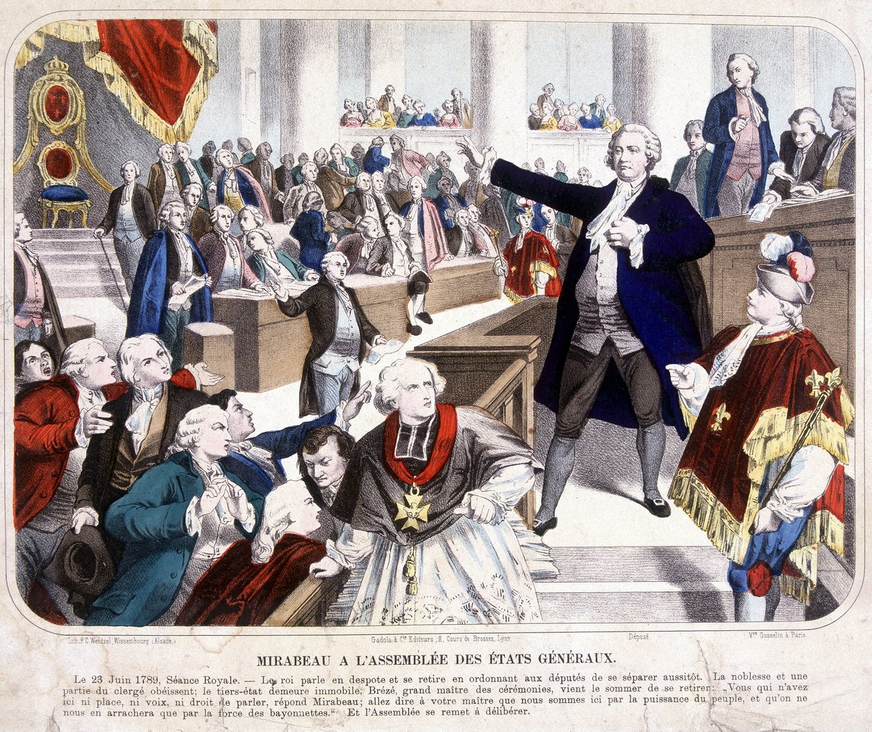 Honore Gabriel (Honore-Gabriel) Riqueti, greve av Mirabeau (1749-1791) vid sammankomsten av États Génales: "Gå och säg till din herre att vi är här genom folkets makt och att de bara kommer att tas ifrån oss med bajonetternas kraft"" den 23 av Unknown artist