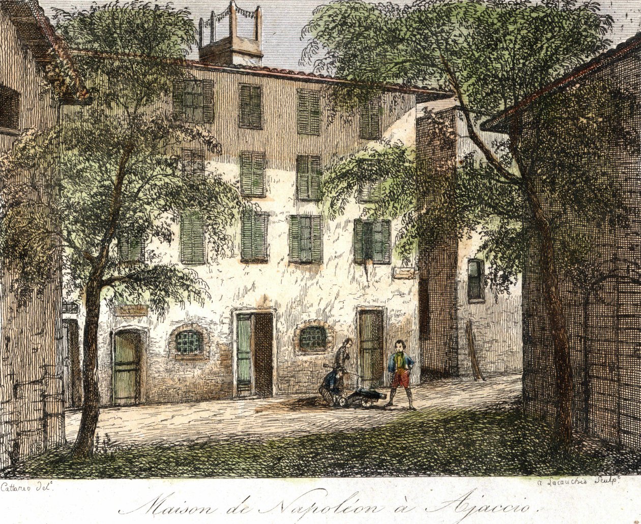 Napoleons hus i Ajaccio - Färgstick 1800-tal av Unknown artist