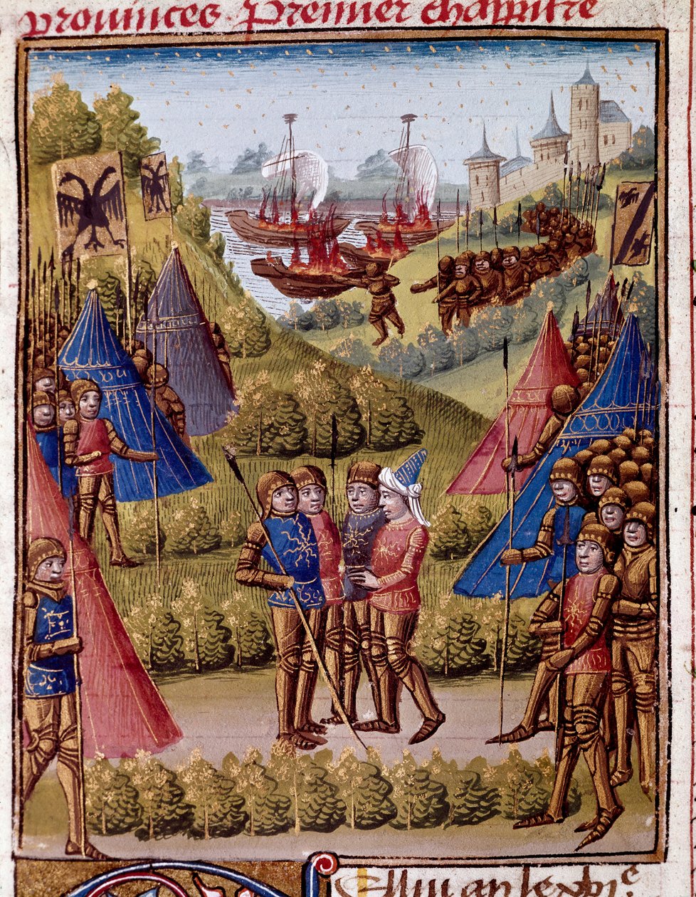 Hur romarna överger provinserna i sitt imperium Miniatyr från "" romersk historia"" (Ad urbe condita) av Tite Live (59 f.Kr.-17 e.Kr.) (Titus Livius), översatt av Pierre Bressuire (ms. 310) 1450-1500 Chantilly, Musee Conde av Unknown artist