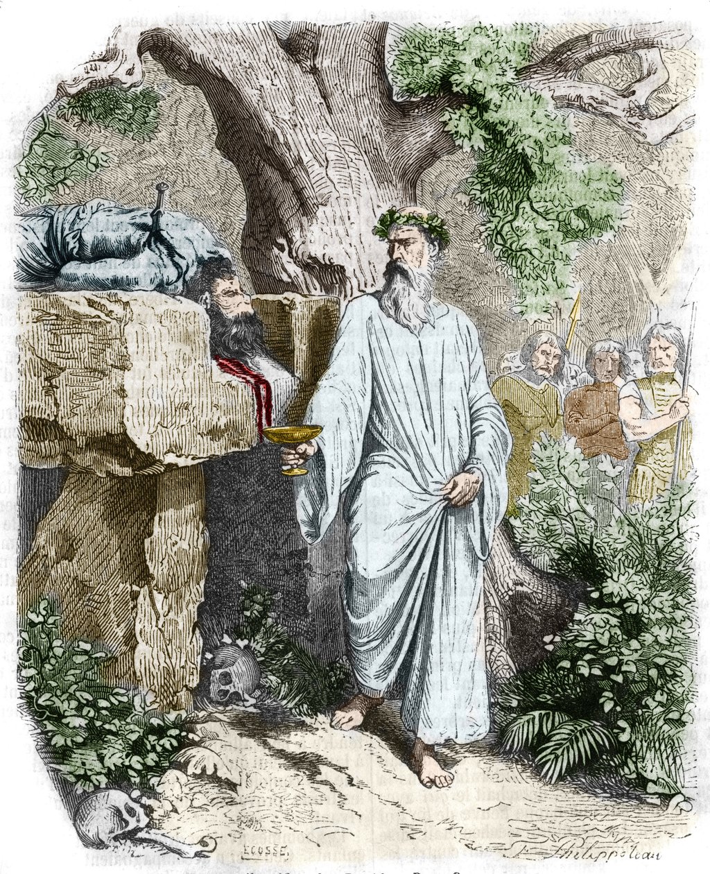 Människooffer av en gallisk druid - i "Histoire de France" av Anquetil. 1800-talet. av Unknown artist