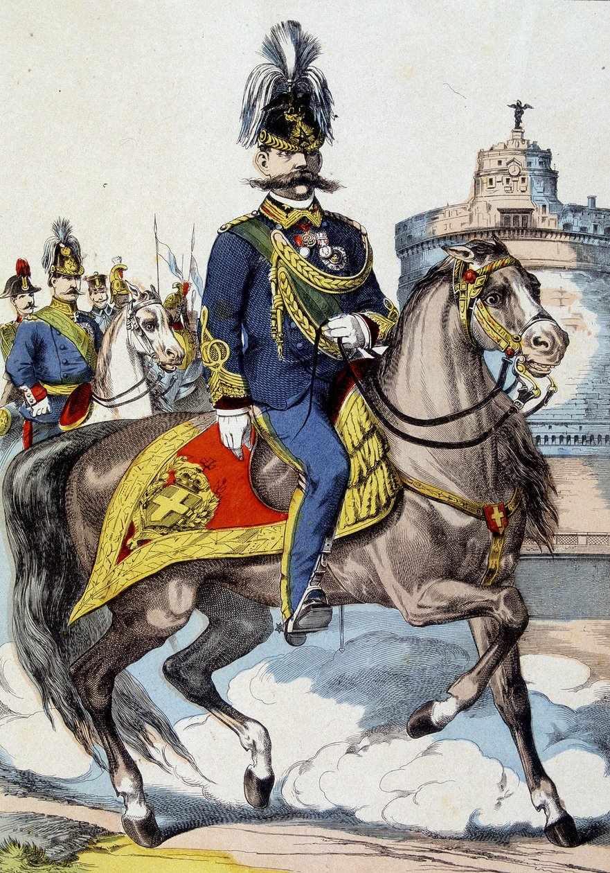 Humbert I till häst, kung av Italien av Unknown artist