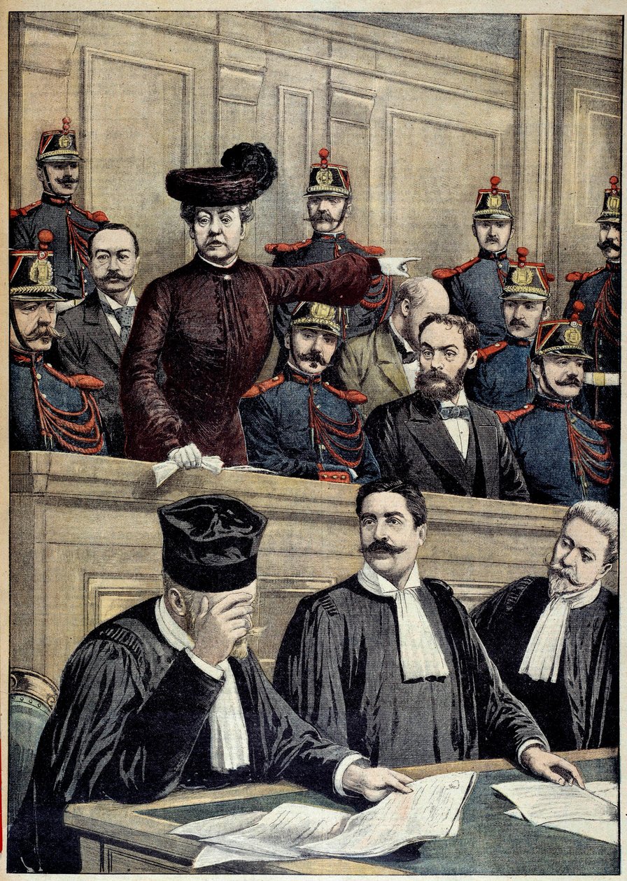 Humbertfallet: rättegången mot Therese Humbert (1856-1918), representerad av en fransk skurk, som utgav sig för att vara arvet efter en amerikansk miljonär. 1903 Privat samling av Unknown artist