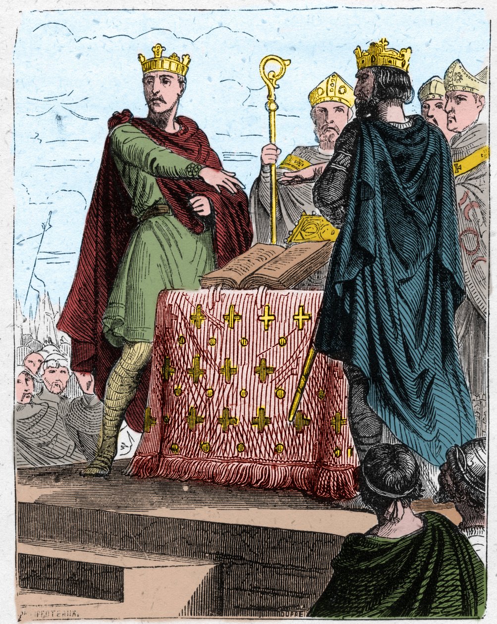 Hundraåriga krig: Behandlar Bretigny den 8 maj 1360, på slottet Bretigny (nära Chartres), mellan befullmäktigade för kung Edward III av England och de av Charles, son till kung John II av Frankrike. av Unknown artist