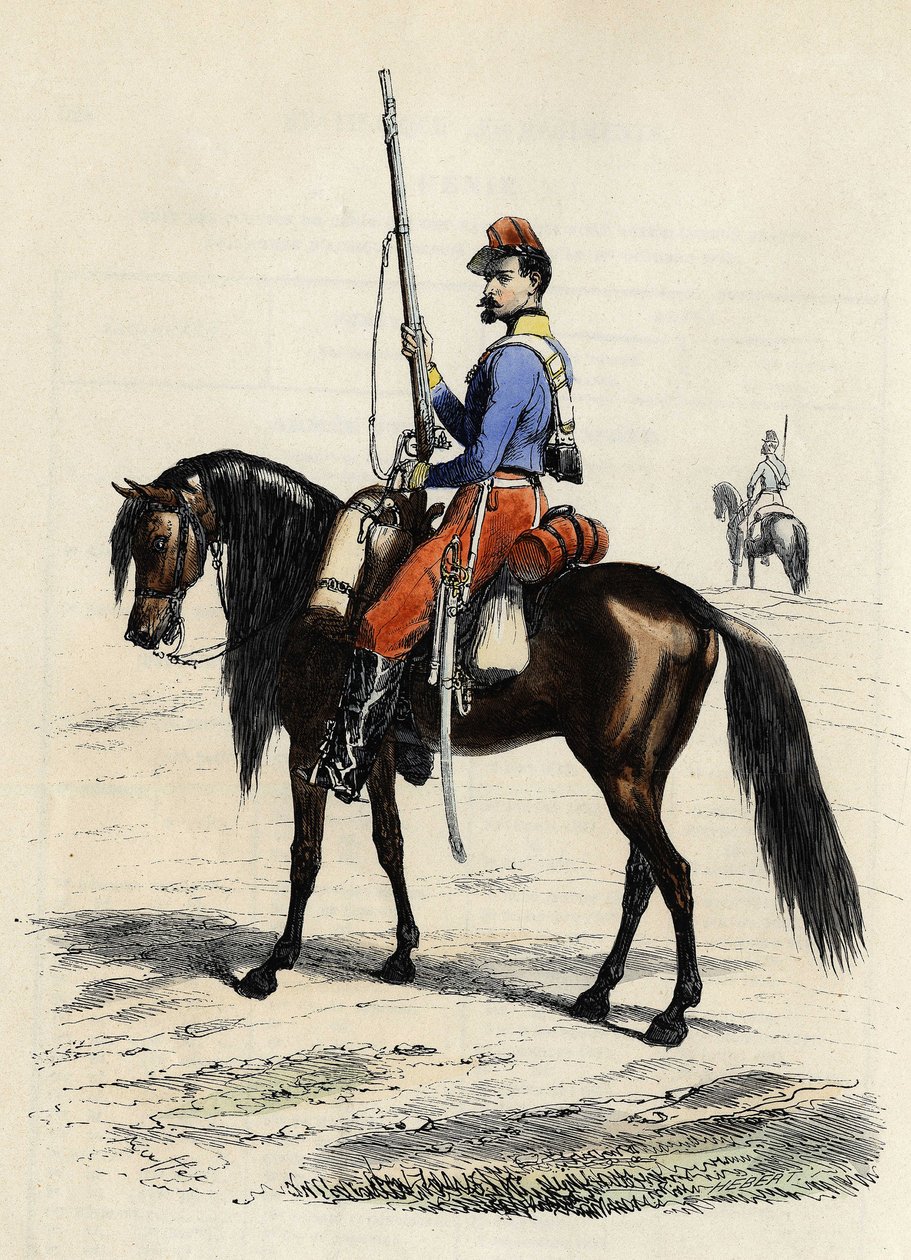 Hunter of Africa till häst, regemente bildat 1831 och närvarande i Algeriet 1832, i "L