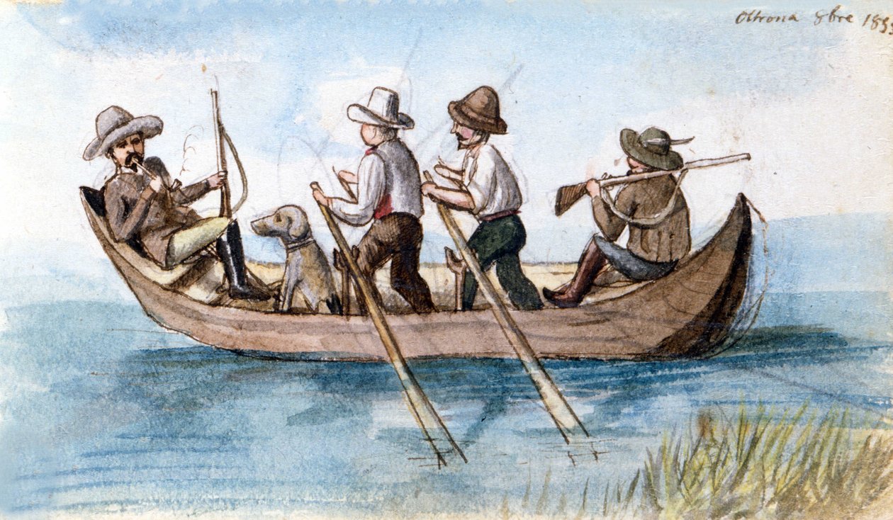 Jägare i märgen. Teckning av Unknown artist
