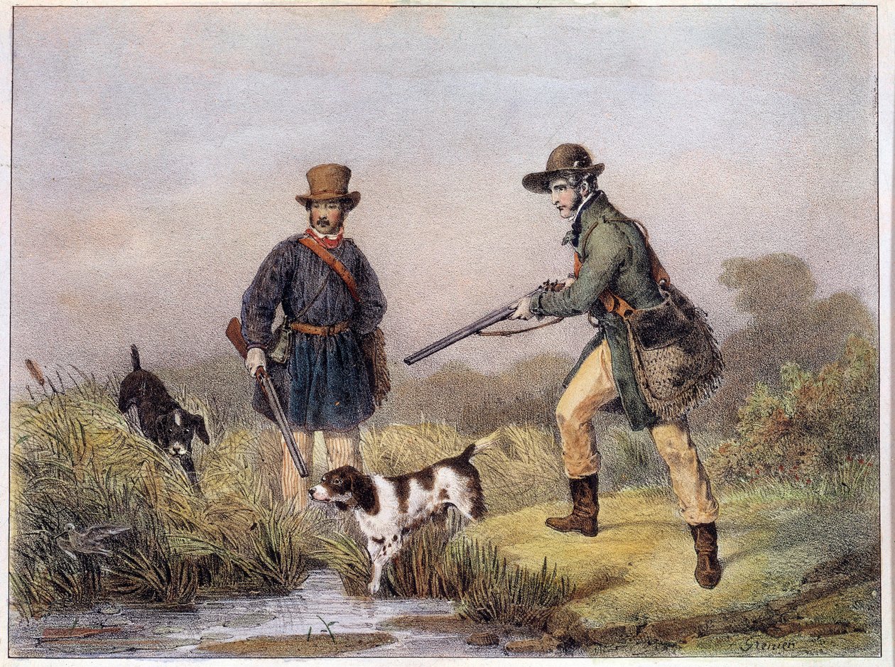 Jägare i kärren Tryck av 1800-talets Gien, jaktmuseum av Unknown artist