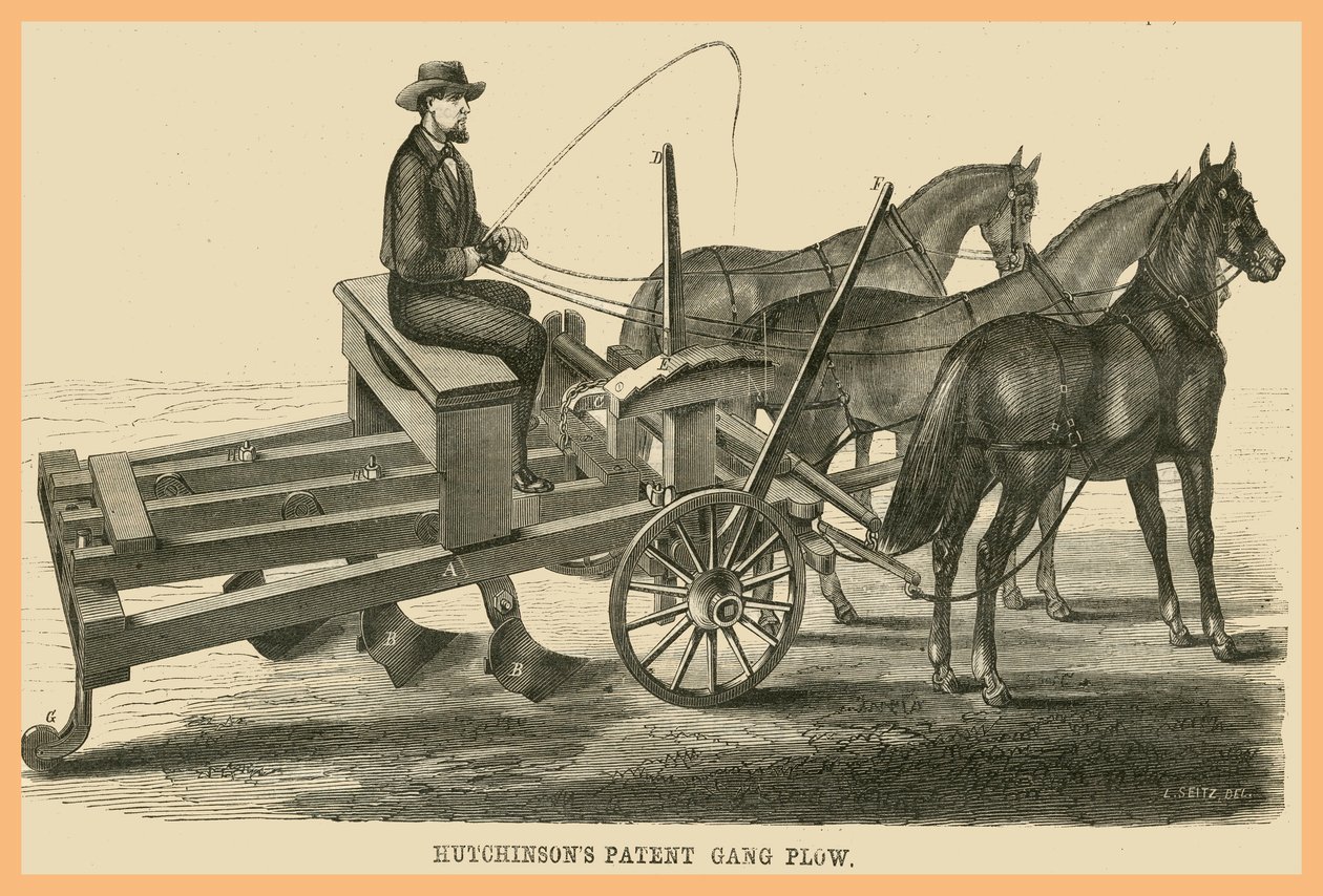 Hutchinson Patent Gang Plow av Unknown Artist