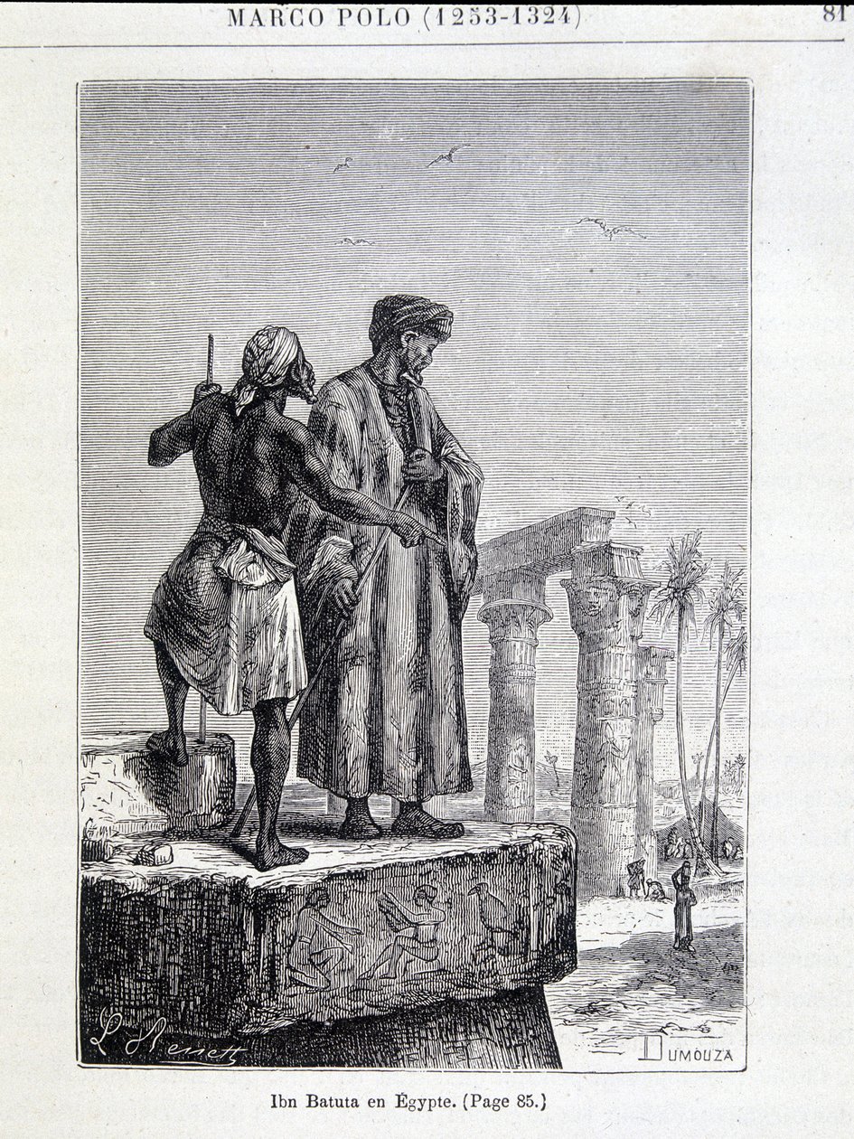Ibn Battuta (1307-1377) i Egypten - i "" Discovery of the Earth"" av Jules Verne av Unknown artist