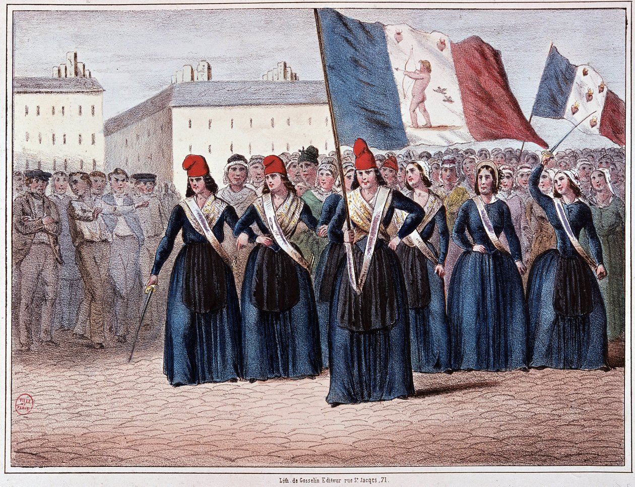 Ikarier, vesuvianer och andra medborgare som kräver ett omedelbart avskaffande av makar... med tanke på brådskan inte lovar att kunna vänta till den konstituerande församlingen (1848 års revolution). av Unknown artist